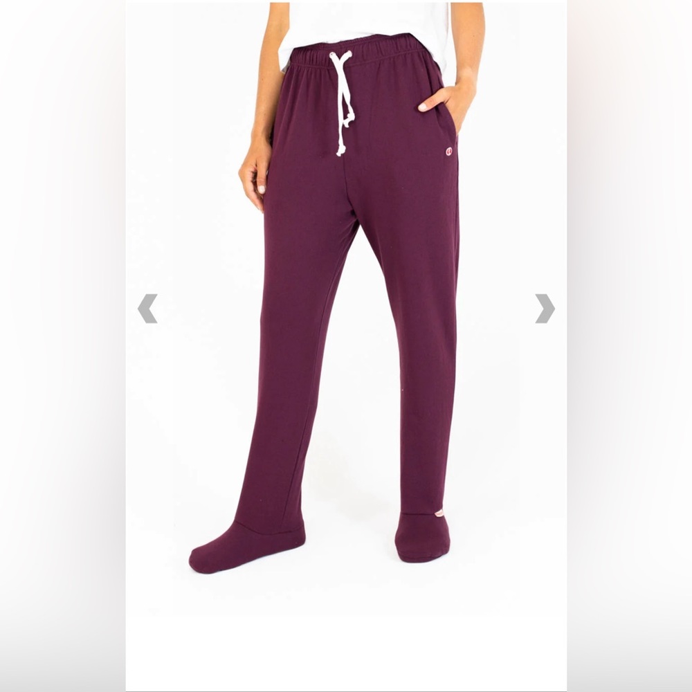 Feejays sweatpants with feeties (unisex small, color burgundy)